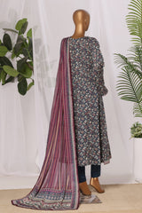 Bin Saeed Stitched 3 Piece Printed Lawn Frock Vol-03 Suit-LSM-3144-BLUE