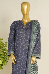 Bin Saeed Stitched 3 Piece Exclusive Printed Lawn Vol-11 Suit-LSM-3145-BLUE
