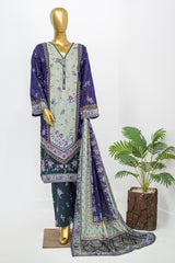 Bin Saeed Stitched 3 Piece Exclusive Printed Lawn Vol-12 Suit-LSM-3163-GREY