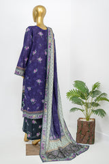 Bin Saeed Stitched 3 Piece Exclusive Printed Lawn Vol-12 Suit-LSM-3163-GREY