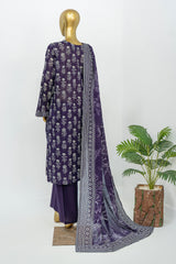 Bin Saeed Stitched 3 Piece Exclusive Printed Lawn Vol-12 Suit-LSM-3166-BLUE