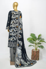 Bin Saeed Stitched 3 Piece Exclusive Printed Lawn Vol-12 Suit-LSM-3167-BLACK