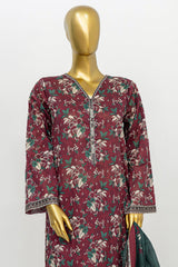 Bin Saeed Stitched 3 Piece Exclusive Printed Lawn Vol-12 Suit-LSM-3168-MAROON