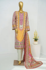 Bin Saeed Stitched 3 Piece Exclusive Printed Lawn Vol-12 Suit-LSM-3173-YELLOW