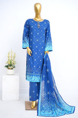 Bin Saeed Stitched 3 Piece Exclusive Printed Lawn Vol-12 Suit-LSM-3175-BLUE
