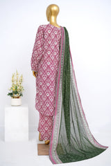 Bin Saeed Stitched 3 Piece Exclusive Printed Lawn Vol-12 Suit-LSM-3176-RED