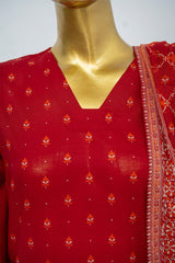 Bin Saeed Stitched 3 Piece Exclusive Printed Lawn Vol-12 Suit-LSM-3179-RED