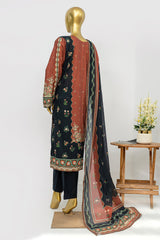 Bin Saeed Stitched 3 Piece Exclusive Printed Lawn Vol-12 Suit-LSM-3180-BROWN