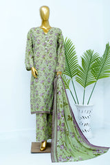 Bin Saeed Stitched 3 Piece Exclusive Printed Lawn Vol-12 Suit-LSM-3194-PISTA