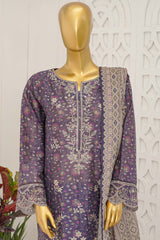 Bin Saeed Stitched 3 Piece Exclusive Emb Lawn With Flapper Suit-LSM-3206-MAROON