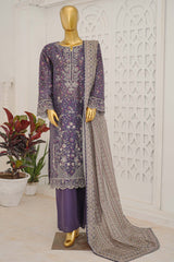 Bin Saeed Stitched 3 Piece Exclusive Emb Lawn With Flapper Suit-LSM-3206-MAROON