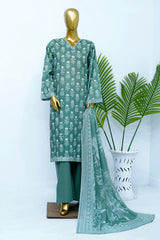 Bin Saeed Stitched 3 Piece Exclusive Printed Lawn Vol-12 Suit-LSM-3208-GREEN