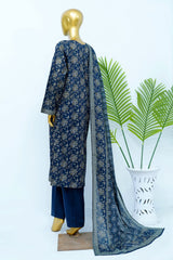 Bin Saeed Stitched 3 Piece Exclusive Printed Lawn Vol-12 Suit-LSM-3212-BLUE