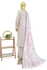 Bin Saeed Stitched 3 Piece Exclusive Printed Lawn Vol-13 Suit-LSM-3221-PINK