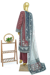 Bin Saeed Stitched 3 Piece Exclusive Printed Lawn Vol-13 Suit-LSM-3223-BLACK
