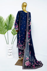 Bin Saeed Stitched 3 Piece Exclusive Printed Lawn Vol-13 Suit-LSM-3226-N.BLUE