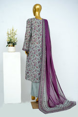 Bin Saeed Stitched 3 Piece Exclusive Printed Lawn Vol-13 Suit-LSM-3253-Sky