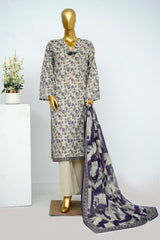 Bin Saeed Stitched 3 Piece Exclusive Printed Lawn Vol-13 Suit-LSM-3255-Off White
