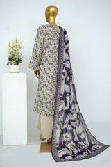 Bin Saeed Stitched 3 Piece Exclusive Printed Lawn Vol-13 Suit-LSM-3255-Off White