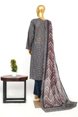 Bin Saeed Stitched 3 Piece Exclusive Printed Lawn Vol-14 Suit-LSM-3264-BLUE