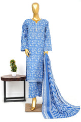 Bin Saeed Stitched 3 Piece Exclusive Printed Lawn Vol-14 Suit-LSM-3270-BLUE