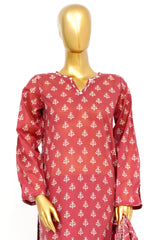 Bin Saeed Stitched 3 Piece Exclusive Printed Lawn Vol-14 Suit-LSM-3274-MAROON
