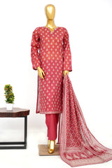 Bin Saeed Stitched 3 Piece Exclusive Printed Lawn Vol-14 Suit-LSM-3274-MAROON