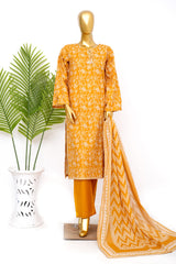 Bin Saeed Stitched 3 Piece Exclusive Printed Lawn Vol-14 Suit-LSM-3276-MUSTARD