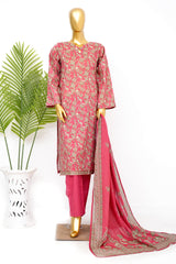 Bin Saeed Stitched 3 Piece Exclusive Printed Lawn Vol-14 Suit-LSM-3277-MAROON