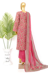 Bin Saeed Stitched 3 Piece Exclusive Printed Lawn Vol-14 Suit-LSM-3277-MAROON