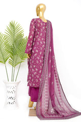 Bin Saeed Stitched 3 Piece Exclusive Printed Lawn Vol-14 Suit-LSM-3278-MAROON