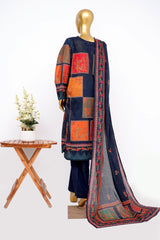 Bin Saeed Stitched 3 Piece Exclusive Printed Lawn Vol-14 Suit-LSM-3288-N.BLUE