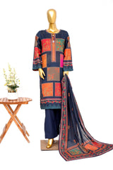 Bin Saeed Stitched 3 Piece Exclusive Printed Lawn Vol-14 Suit-LSM-3288-N.BLUE