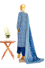 Bin Saeed Stitched 3 Piece Exclusive Printed Lawn Vol-14 Suit-LSM-3289-BLUE