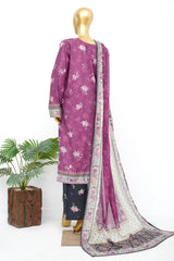 Bin Saeed Stitched 3 Piece Exclusive Printed Lawn Vol-14 Suit-LSM-3290-PURPLE