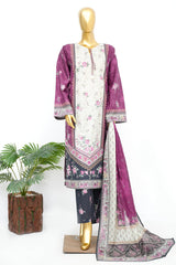Bin Saeed Stitched 3 Piece Exclusive Printed Lawn Vol-14 Suit-LSM-3290-PURPLE