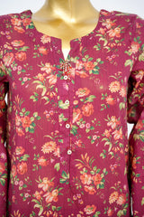 Bin Saeed Stitched 3 Piece Exclusive Printed Lawn Vol-14 Suit-LSM-3291-MAROON