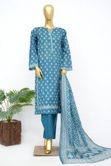 Bin Saeed Stitched 3 Piece Exclusive Printed Lawn Vol-14 Suit-LSM-3294-BLUE