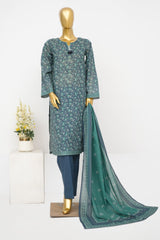 Bin Saeed Stitched 3 Piece Exclusive Printed Lawn Vol-15 Suit-LSM-3296-BLUE