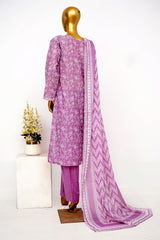 Bin Saeed Stitched 3 Piece Exclusive Printed Lawn Vol-15 Suit-LSM-3298-PURPLE