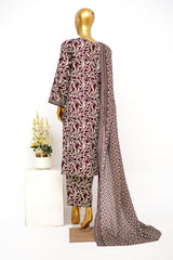 Bin Saeed Stitched 3 Piece Exclusive Printed Lawn Vol-15 Suit-LSM-3299-MAROON