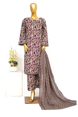 Bin Saeed Stitched 3 Piece Exclusive Printed Lawn Vol-15 Suit-LSM-3299-MAROON