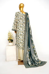 Bin Saeed Stitched 3 Piece Exclusive Printed Lawn Vol-15 Suit-LSM-3301-WHITE