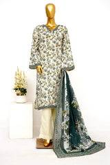 Bin Saeed Stitched 3 Piece Exclusive Printed Lawn Vol-15 Suit-LSM-3301-WHITE