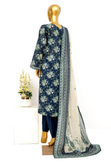 Bin Saeed Stitched 3 Piece Exclusive Printed Lawn Vol-15 Suit-LSM-3302-BLUE