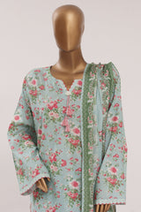 Bin Saeed Stitched 3 Piece Printed Lawn With Farshi Shalwar Suit-LSM-3304-FEROZI