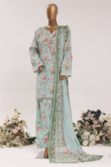 Bin Saeed Stitched 3 Piece Printed Lawn With Farshi Shalwar Suit-LSM-3304-FEROZI