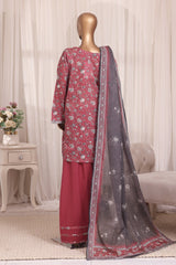 Bin Saeed Stitched 3 Piece Printed Lawn With Farshi Shalwar Suit-LSM-3305-RUST