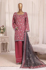 Bin Saeed Stitched 3 Piece Printed Lawn With Farshi Shalwar Suit-LSM-3305-RUST