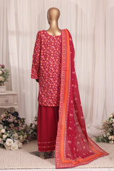 Bin Saeed Stitched 3 Piece Printed Lawn With Farshi Shalwar Suit-LSM-3306-RED